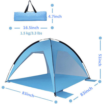 Lều chống nắng bãi biển tráng bạc Polyester Lều chống nắng ngoài trời 3-4 người